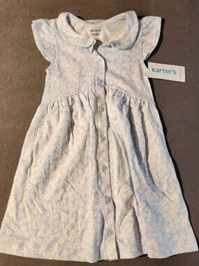 Carter's 3T Blue Floral Flutter Sleeve Dress NWT
